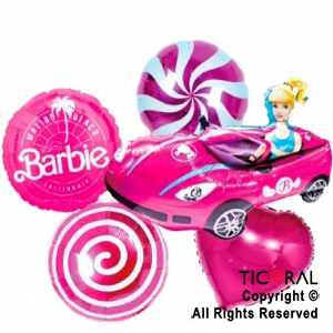 SET DE GLOBOS METALIZADO BARBIE 5 UNIDADES X 1